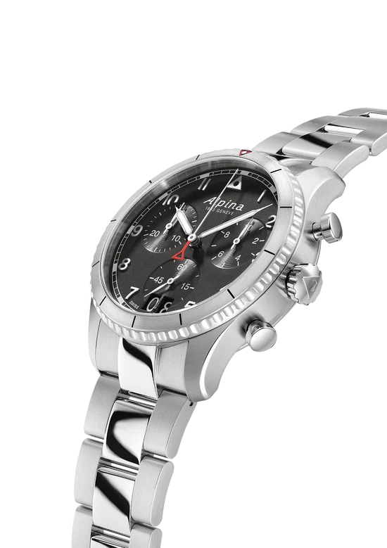 ALPINA : STARTIMER PILOT QUARTZ CHRONOGRAPHE BIG DATE - NOIR