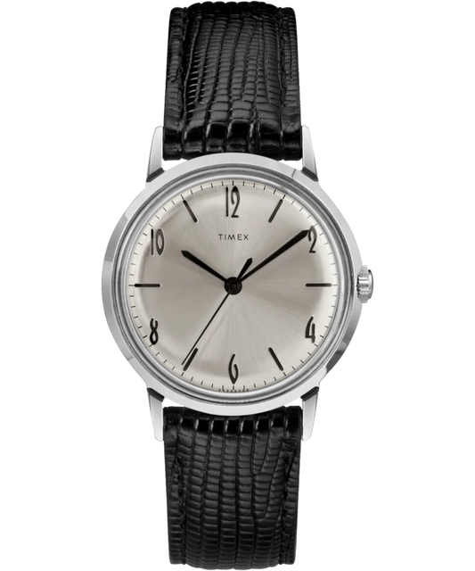 Timex : Marlin 1965 Reissue à remontage manuel argenté 34 mm, vue de face