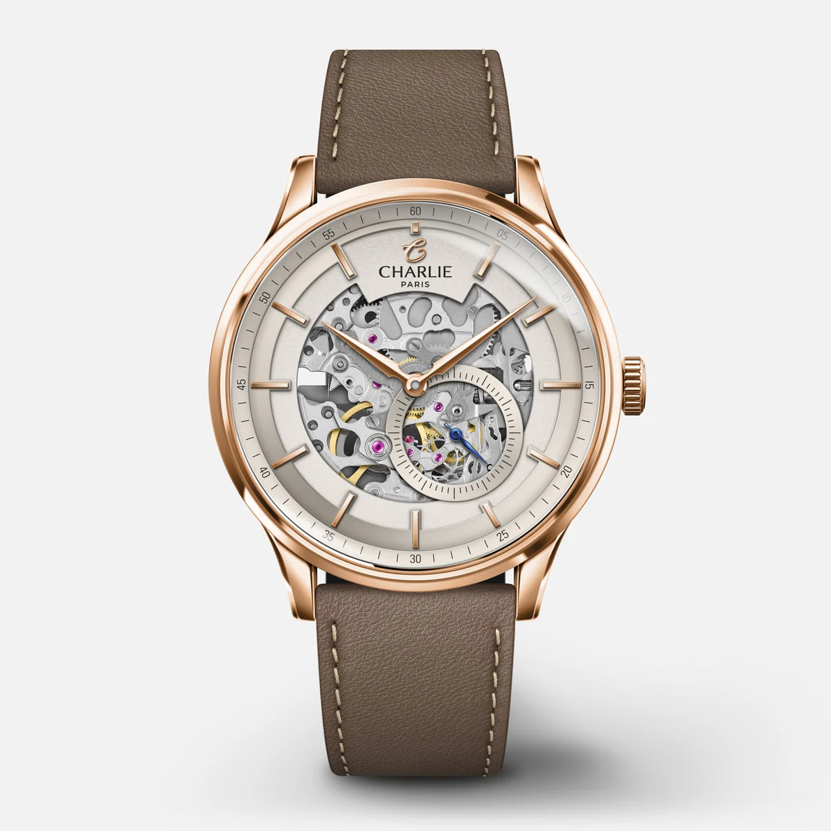 CHARLIE PARIS : INITIAL - AUTOMATIQUE SQUELETTE - DORÉ ROSE