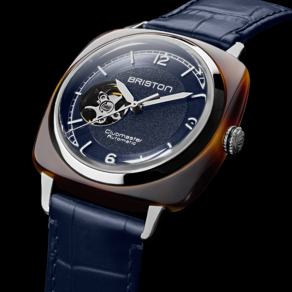 MONTRE BRISTON : CLUBMASTER LEGEND CLASSIC COEUR OUVERT BLEU 25739.SA.T.15.LANV