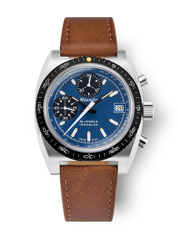 Montre Nivada Grenchen : Autochron Automatique Bleue