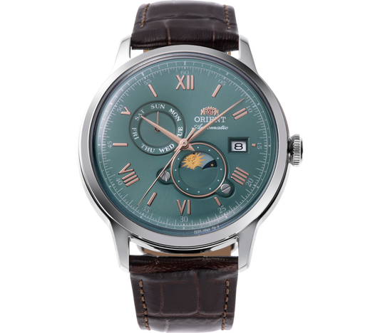 MONTRE ORIENT : BAMBINO SUN AND MOON VERT RA‑AK0805E