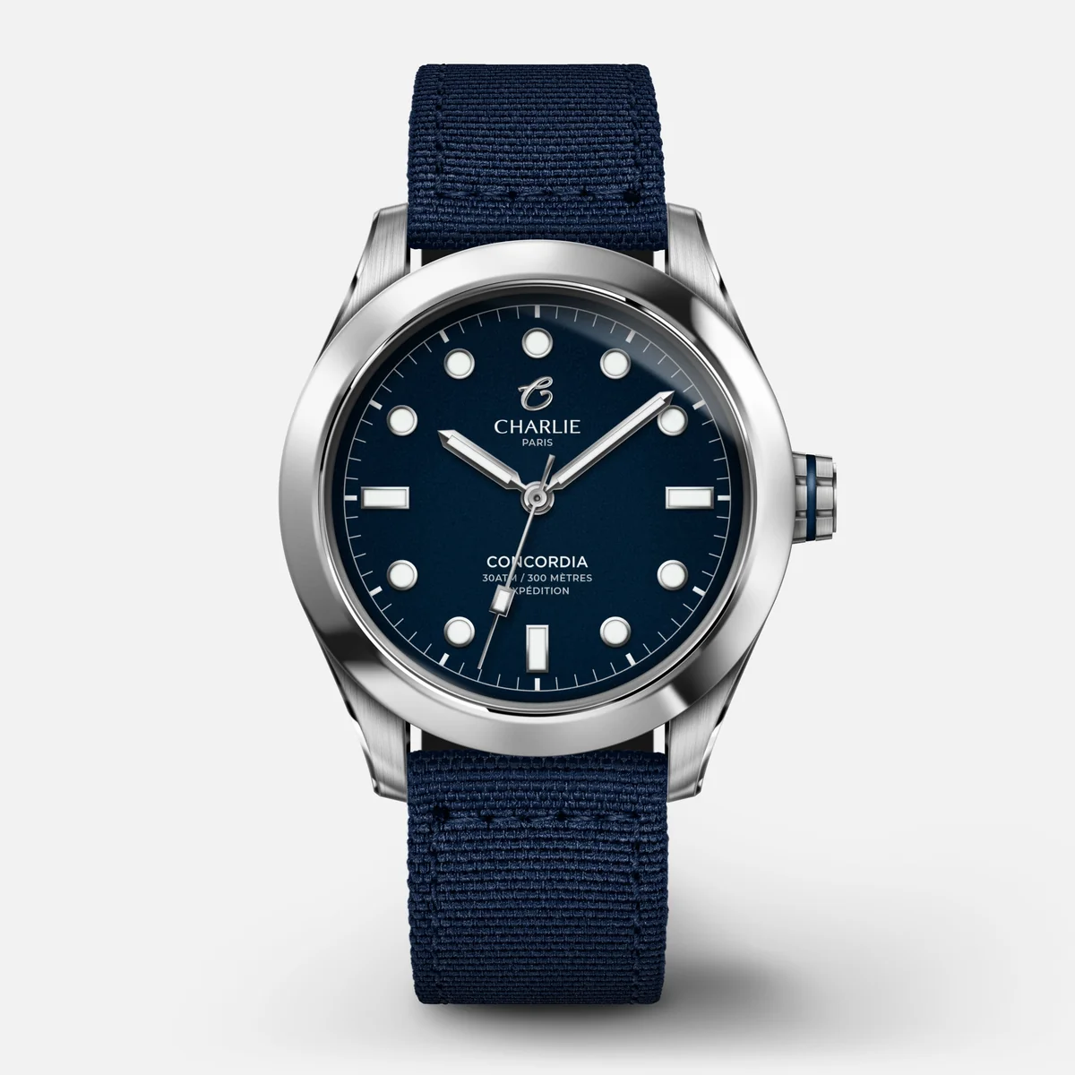 Montre Charlie Paris : Concordia Quartz Bleu Antarctique 300 m