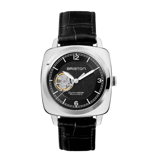 MONTRE BRISTON : CLUBMASTER LEGEND CLASSIC COEUR OUVERT ACIER & NOIR 25739.PS.L.1.LAB