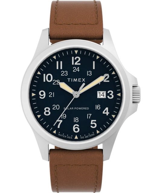 Timex : Expedition Field Post Solar bleu 41 mm, vue de face