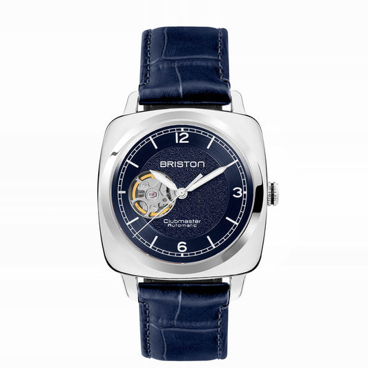 MONTRE BRISTON : CLUBMASTER LEGEND CLASSIC COEUR OUVERT ACIER & BLEU 25739.PS.L.15.LANV