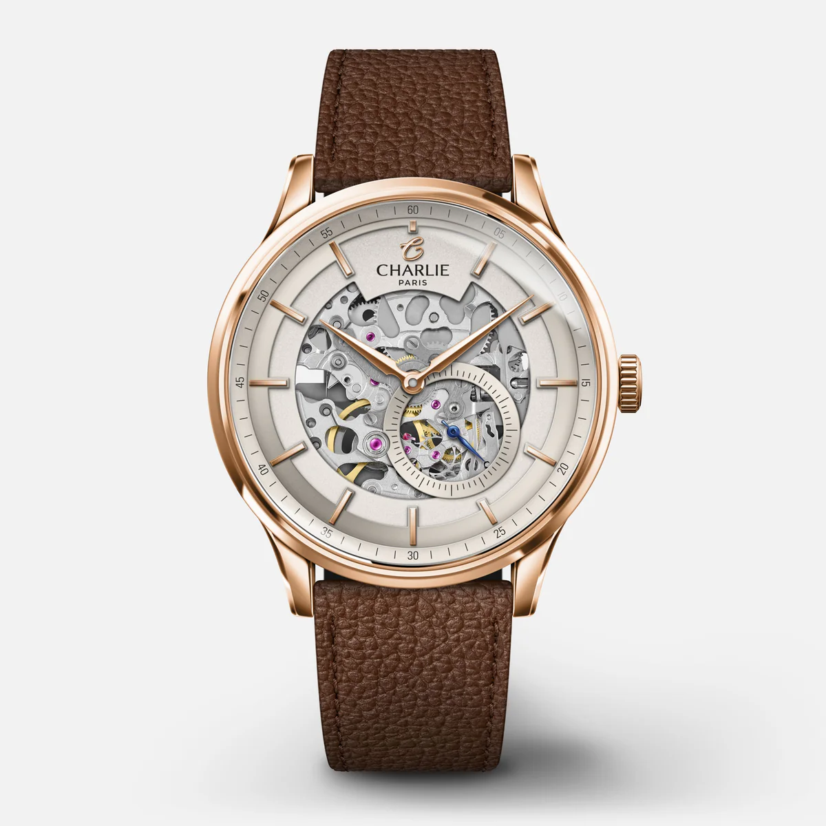 CHARLIE PARIS : INITIAL - AUTOMATIQUE SQUELETTE - DORÉ ROSE