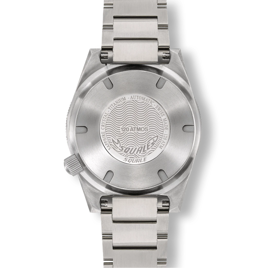 Squale Master Titanium 120 ATM noire, fond du boîtier