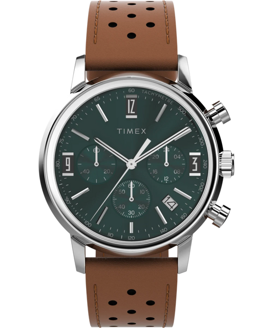 Timex : Marlin chronographe tachymètre vert 40 mm TW2W10100, vue de face