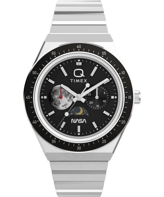 Timex : Q Timex NASA noir 40 mm TW2Y56700, vue de face