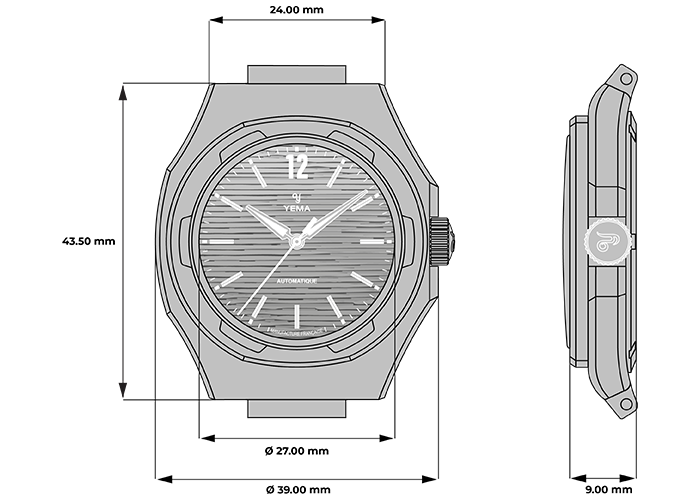 MONTRE YEMA : WRISTMASTER SLIM CMM.20 - JAUNE