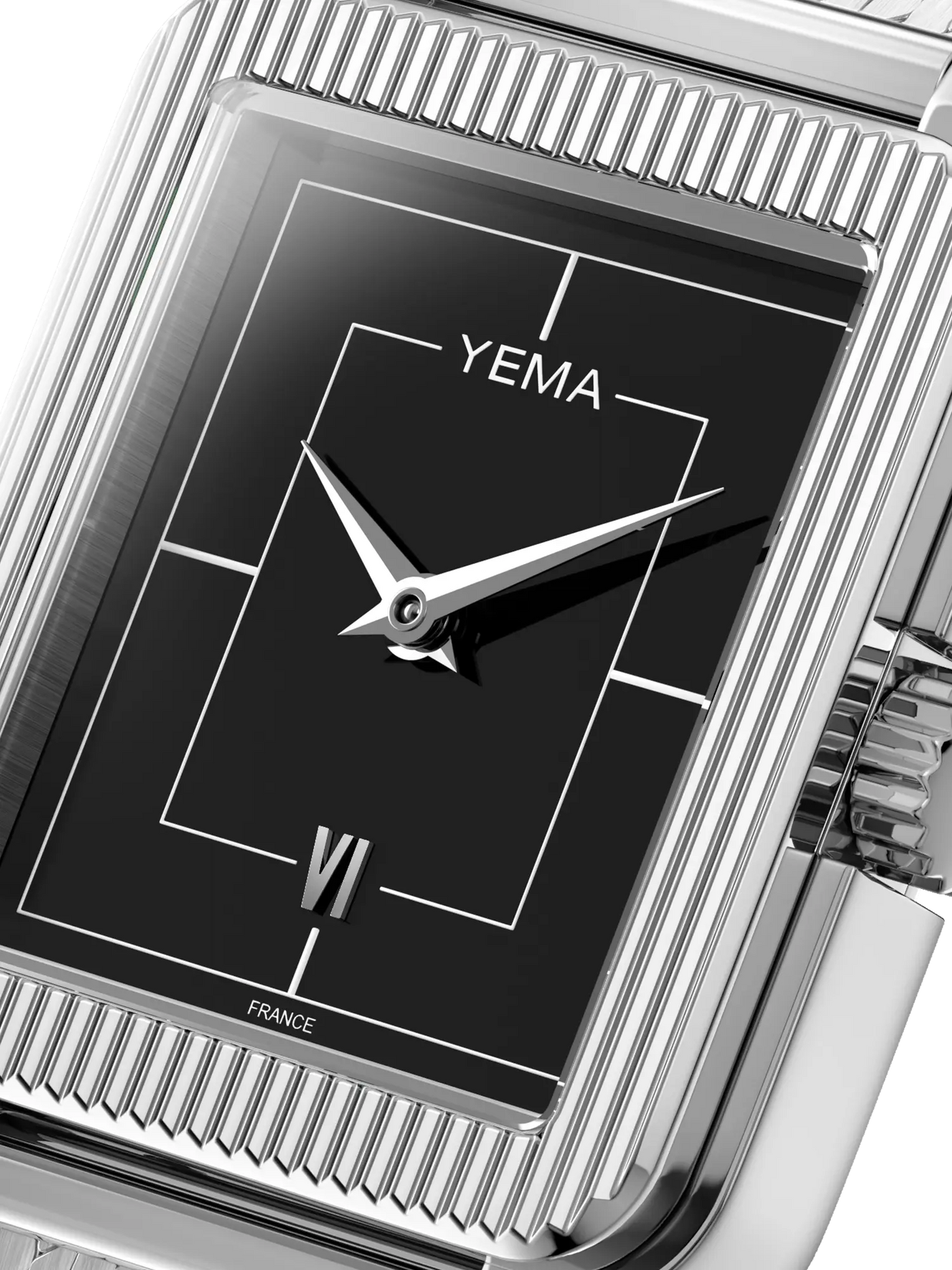 RELOJ YEMA: RADIANCE - ESFERA NEGRA Y CAJA DE ACERO PULIDO