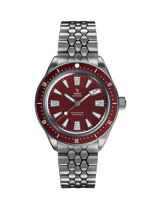 Yema Superman Skin Diver CMM.20 bordeaux โ vue de face