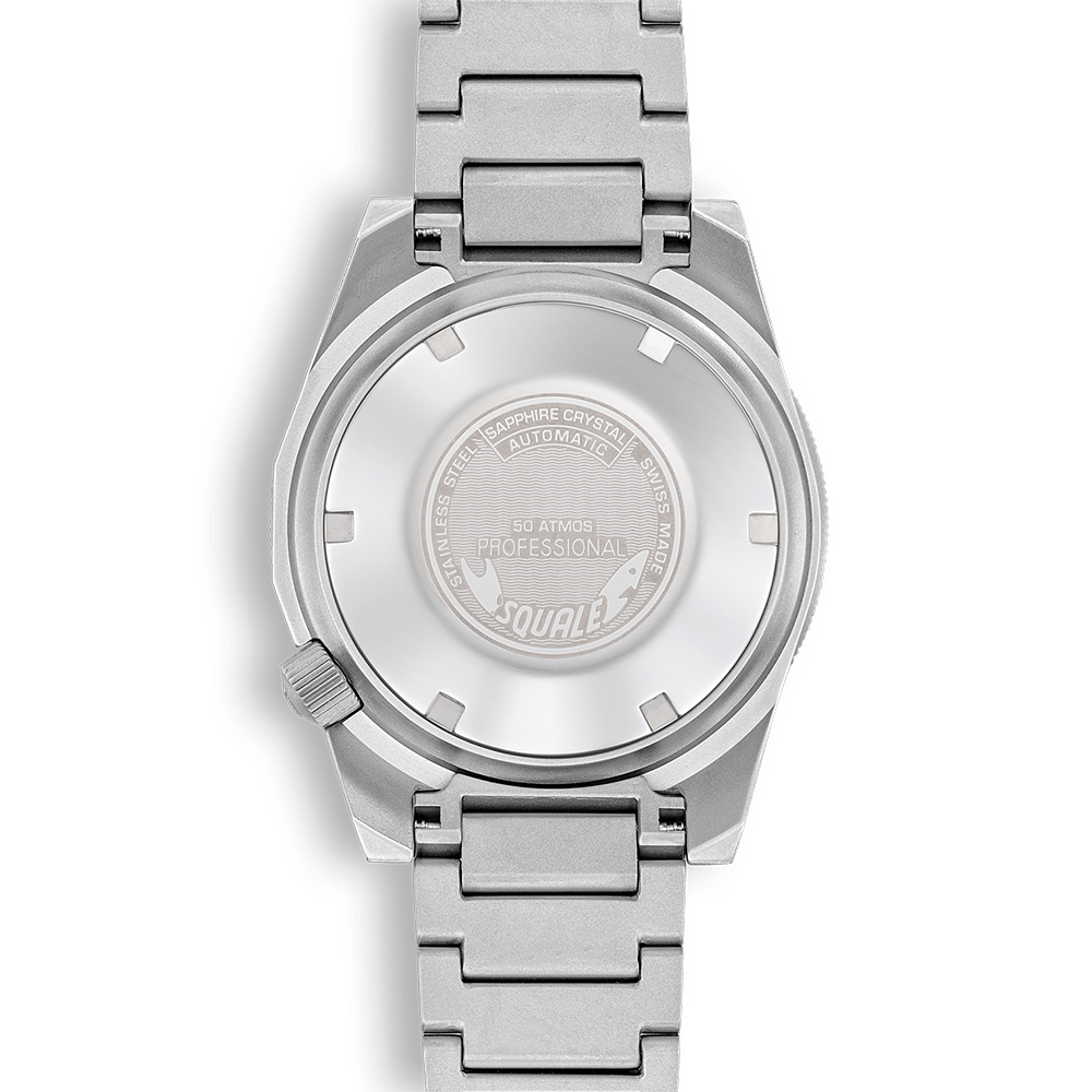 Squale 1521 Black Blasted — Acier sablé — détail de la montre