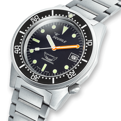 Squale 1521 Black Blasted — Acier sablé — détail de la montre