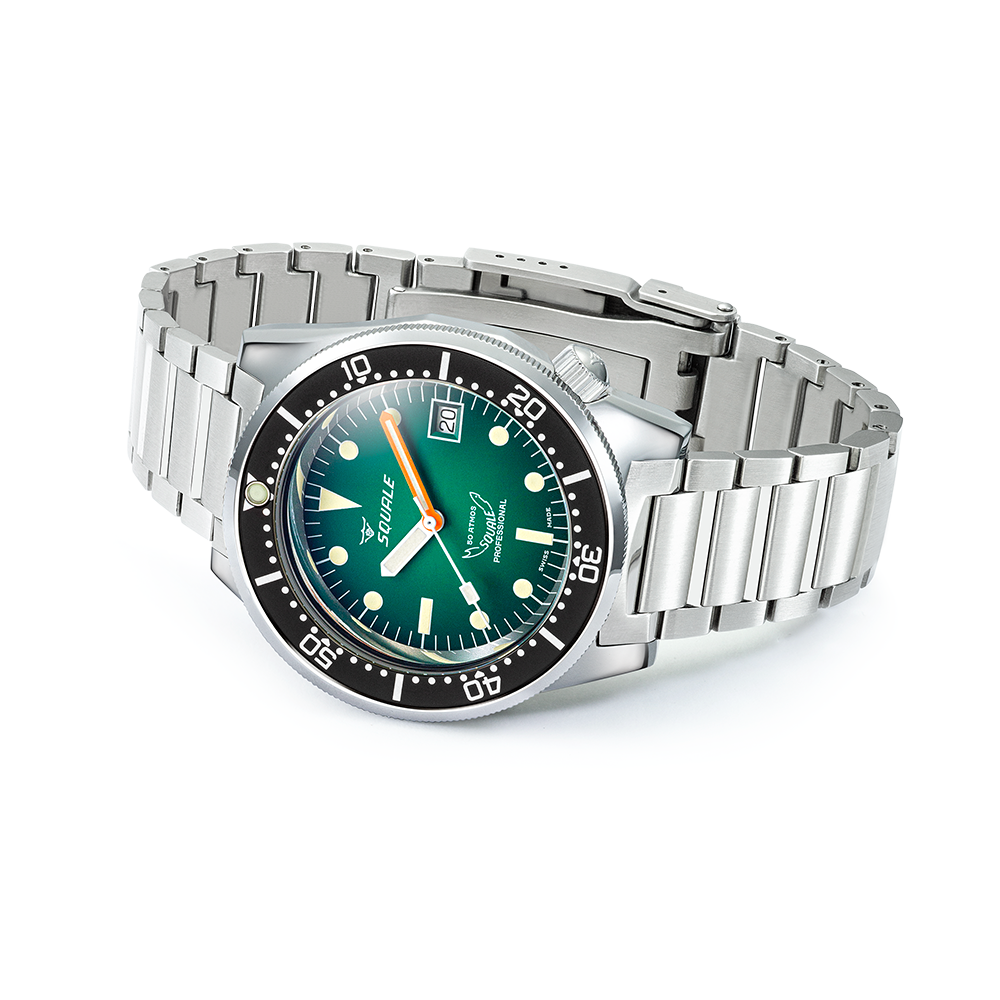 Squale 1521 Green Ray — Acier — détail de la montre