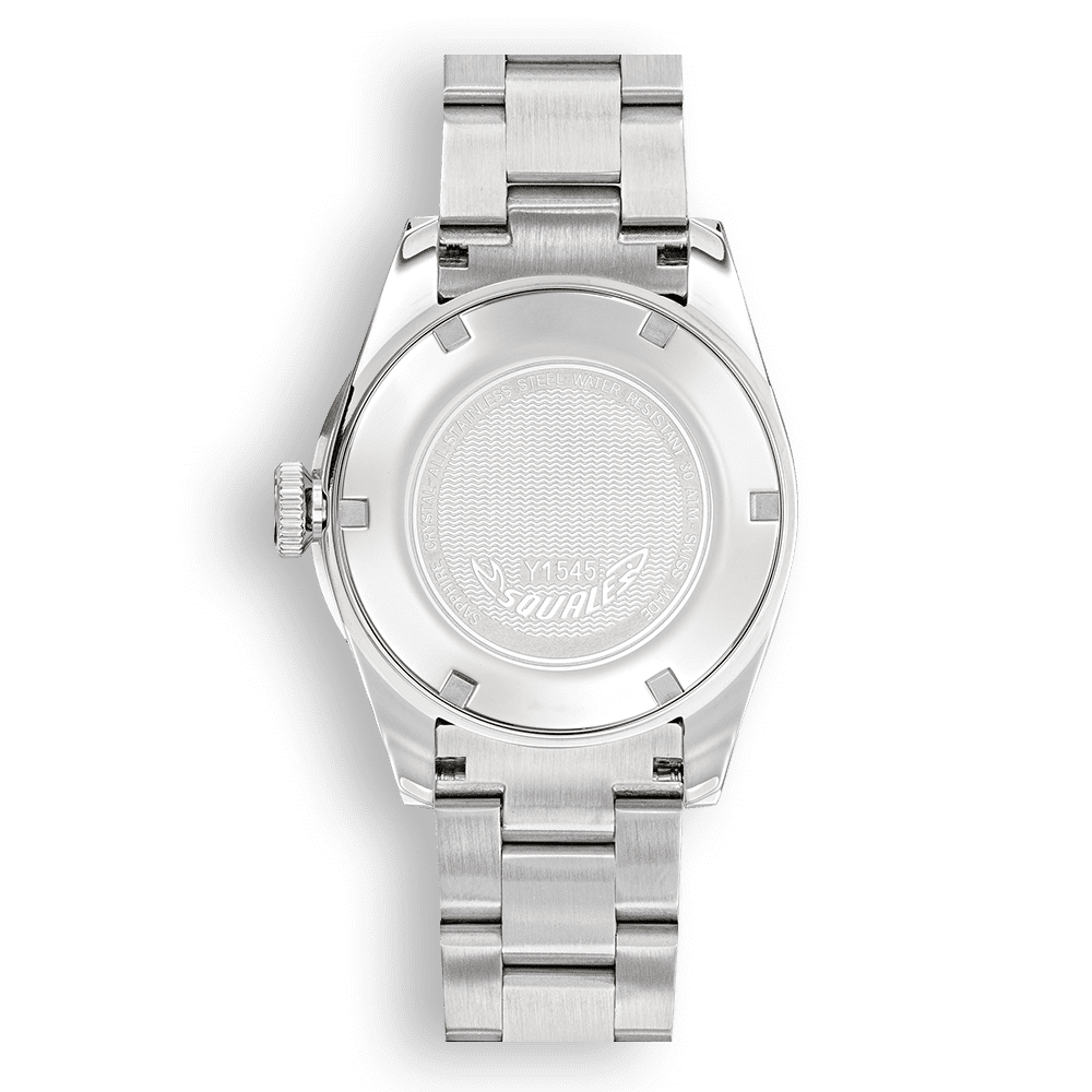 Squale 1545 noire à lunette acier — bracelet acier — vue de dos