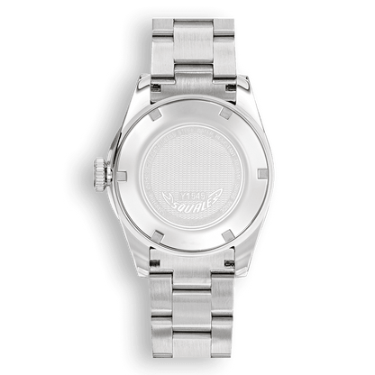 Squale 1545 noire à lunette acier — bracelet acier — vue de dos