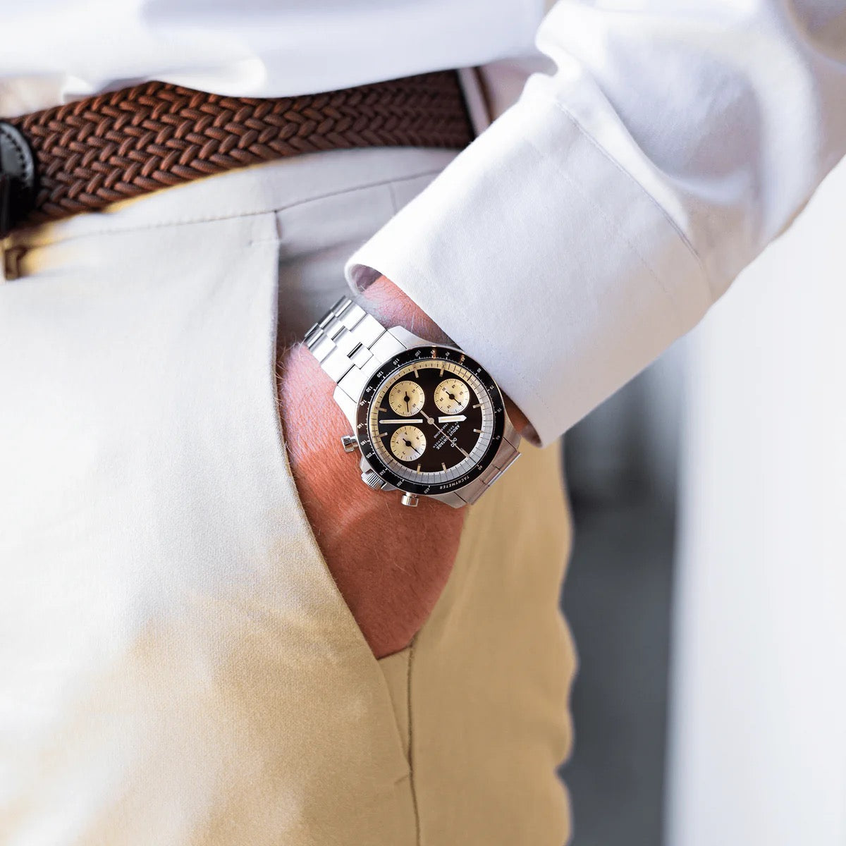 ABOUT VINTAGE: 1960 RACING CHRONOGRAPH - STEEL / BLACK &amp; OFF WHITE