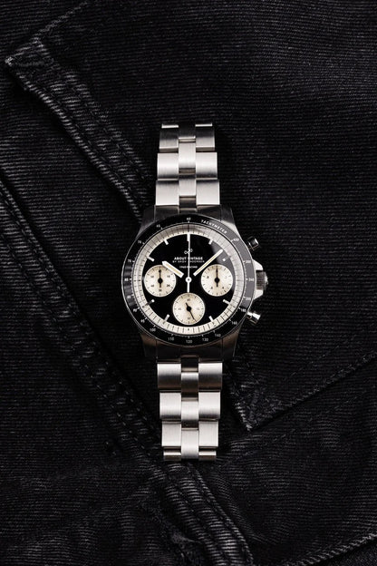 ABOUT VINTAGE: 1960 RACING CHRONOGRAPH - STEEL / BLACK &amp; OFF WHITE