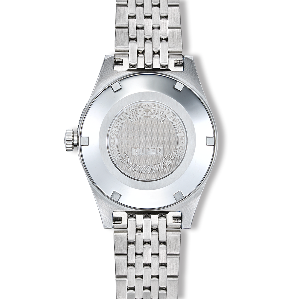 Squale Super Squale Big Arrows noire — bracelet acier — vue de dos