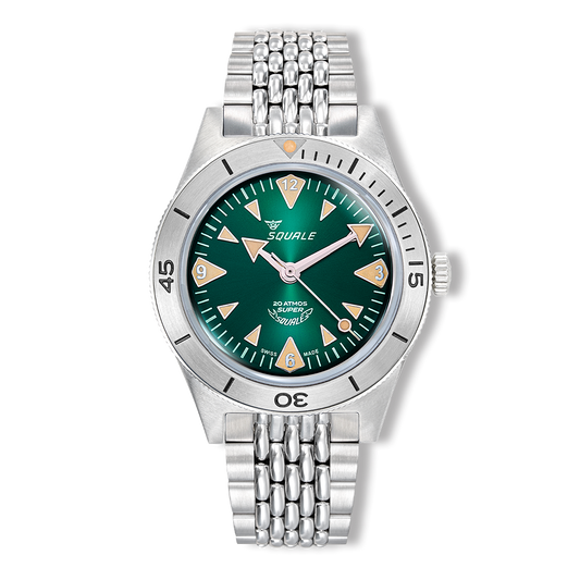 Squale Super Squale Big Arrows verte — bracelet acier — vue de face