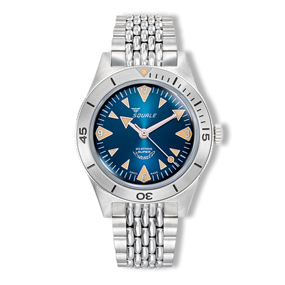 Squale Super Squale Big Arrows bleue — bracelet acier — vue de face