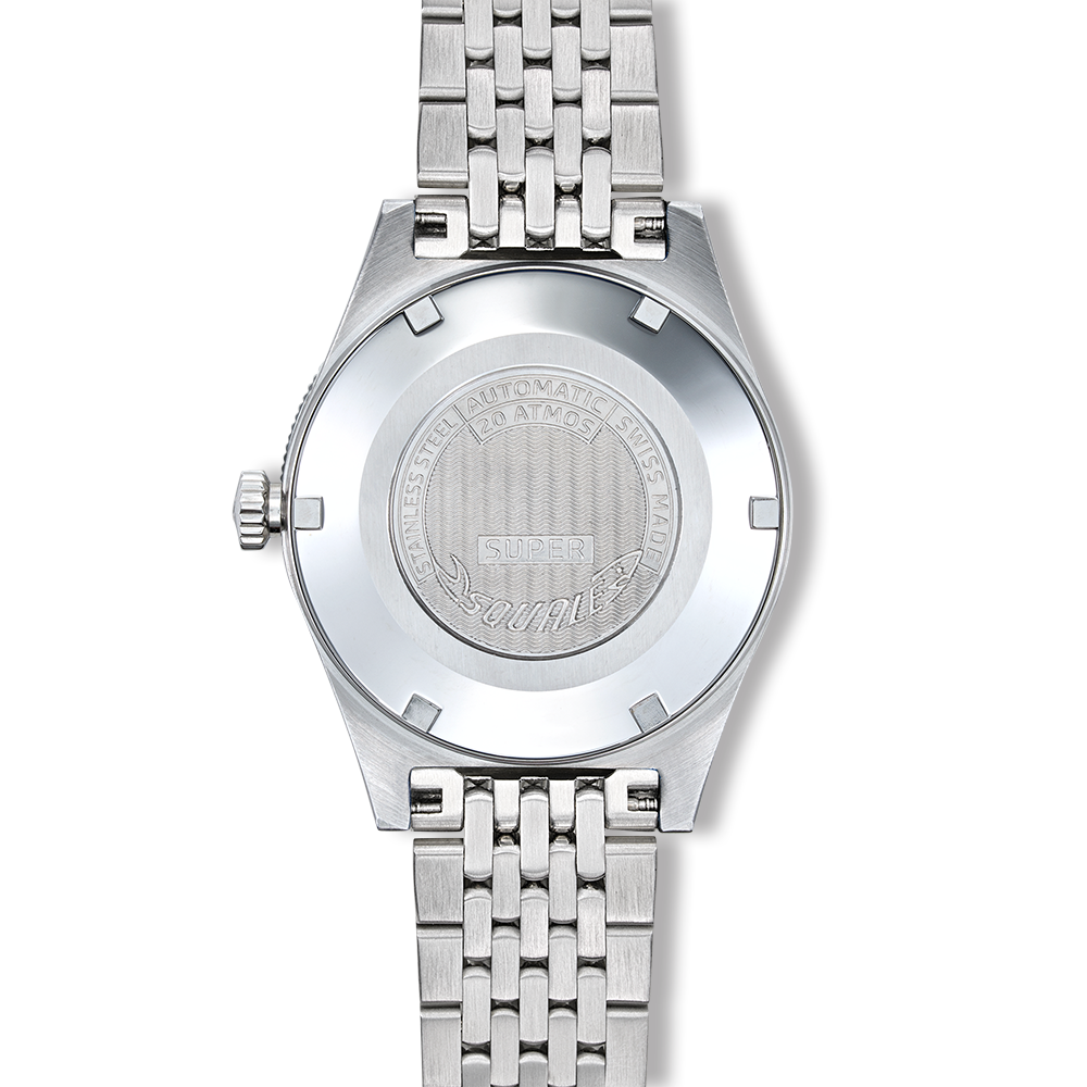 Squale Super Squale Big Arrows verte — bracelet acier — vue de dos