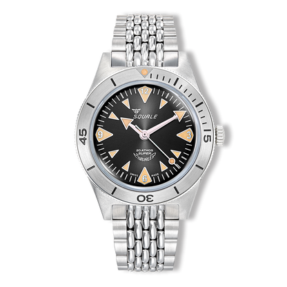 Squale Super Squale Big Arrows noire — bracelet acier — vue de face
