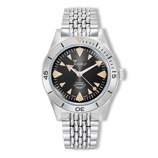 Squale Super Squale Big Arrows noire — bracelet acier — vue de face