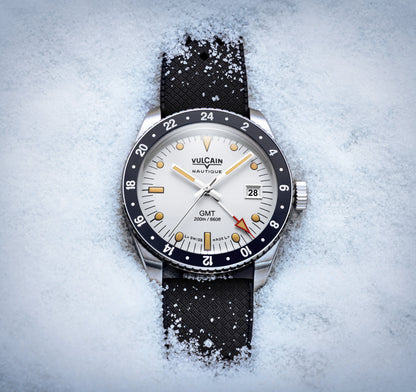 VULCAIN : SKINDIVER GMT BLANC - LUMINOVA BEIGE