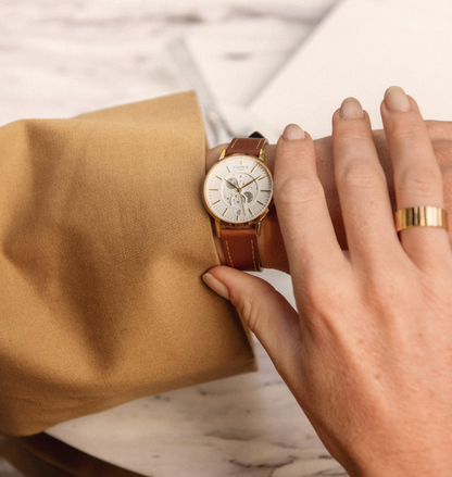 Montre Charlie Paris : Sully Quartz Phase De Lune Blanc Or