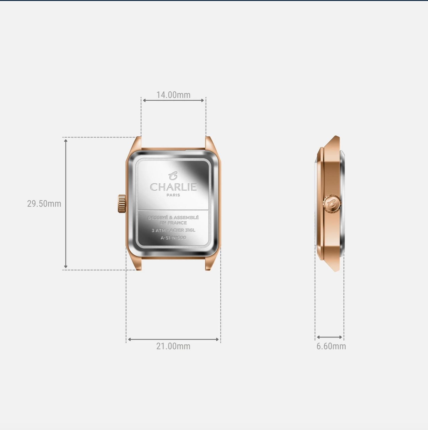 Montre Charlie Paris : Monceau Bleu & Or Rose