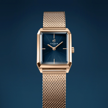 Montre Charlie Paris : Monceau Bleu & Or Rose