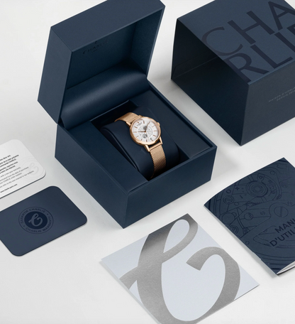 Montre Charlie Paris : Sully Quartz Phase De Lune Blanc & Or Rose