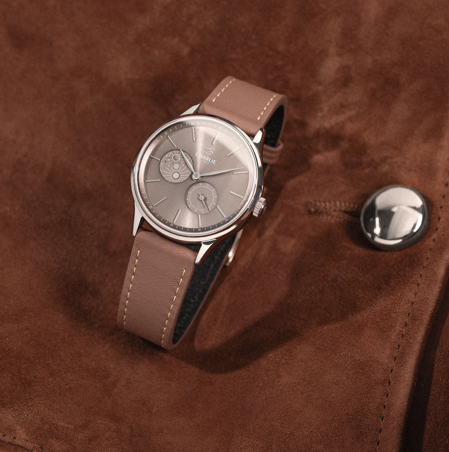 Montre Charlie Paris : Initial 36 Jour/Nuit Taupe