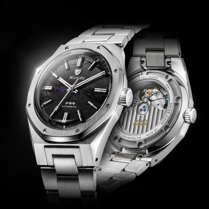 Montre Nivada Grenchen : F77 MKII Shungite Noire Édition Limitée 100 ans
