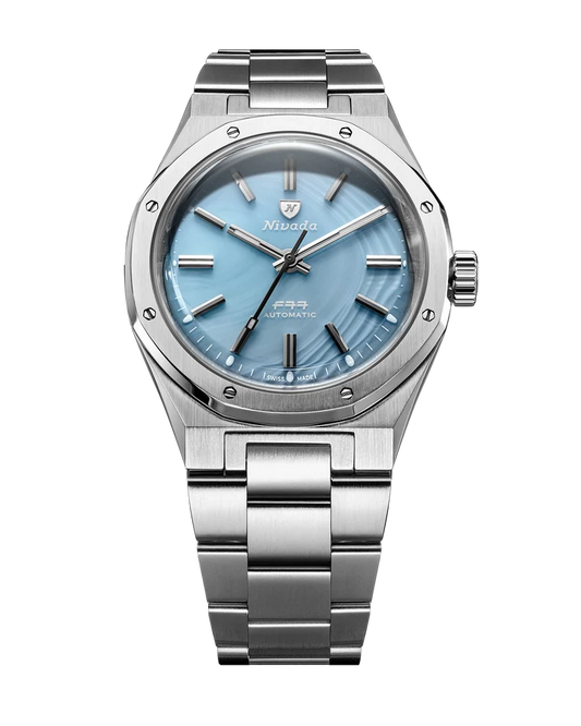 Nivada Grenchen Watch: F77 MKII Blue Agate 100th Anniversary Limited Edition