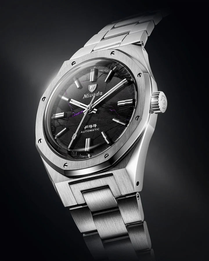 Montre Nivada Grenchen : F77 MKII Shungite Noire Édition Limitée 100 ans