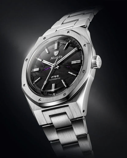 Montre Nivada Grenchen : F77 MKII Shungite Noire Édition Limitée 100 ans