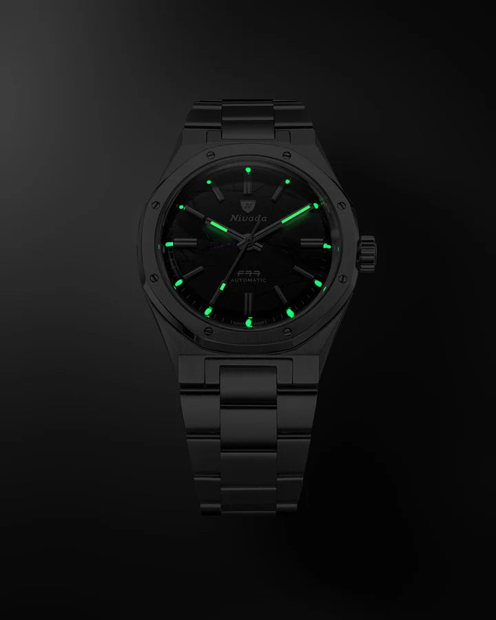 Montre Nivada Grenchen : F77 MKII Shungite Noire Édition Limitée 100 ans