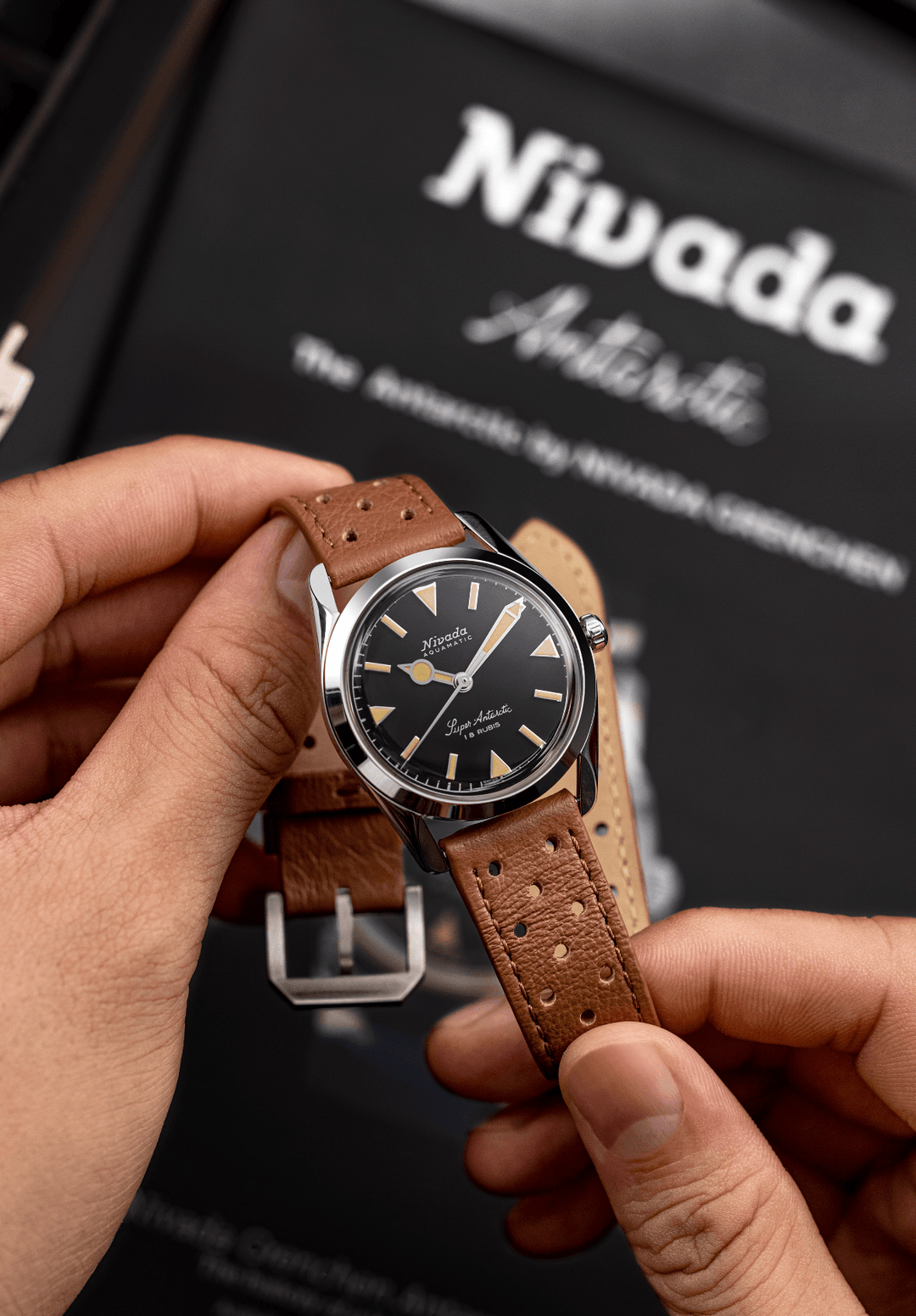 NIVADA GRENCHEN : SUPER ANTARCTIC 35 MM BLACK BEIGE LUMINOVA