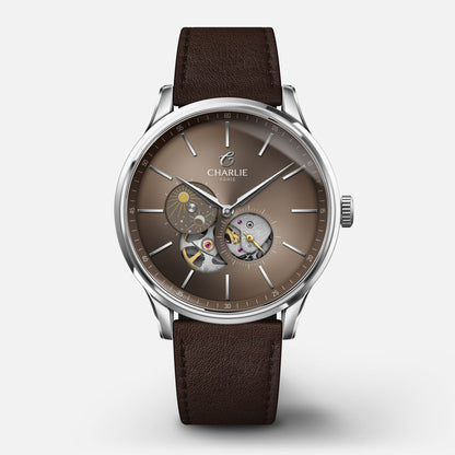 CHARLIE PARIS WATCH: INITIAL OPEN HEART DAY/NIGHT TAUPE 