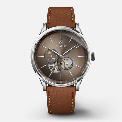 CHARLIE PARIS WATCH: INITIAL OPEN HEART DAY/NIGHT TAUPE 