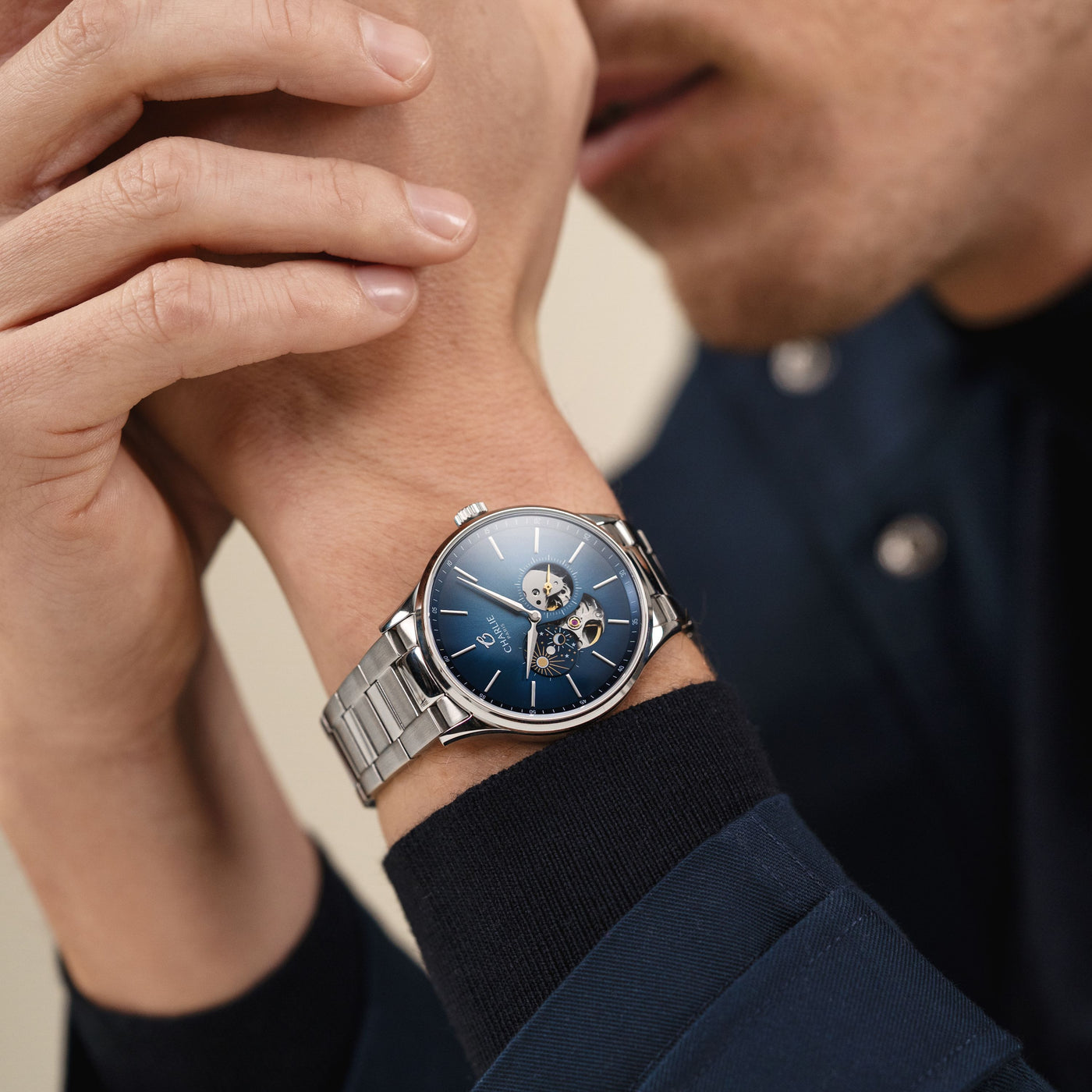 CHARLIE PARIS WATCH: INITIAL OPEN HEART DAY/NIGHT BLUE 