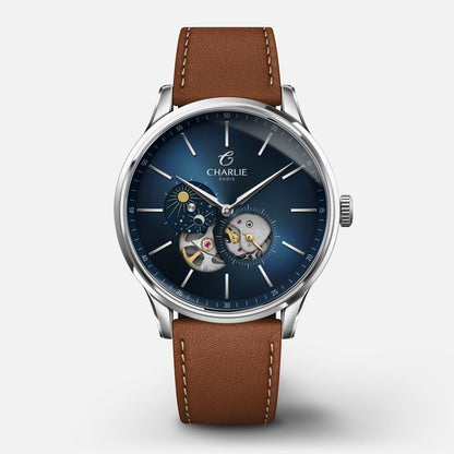 CHARLIE PARIS WATCH: INITIAL OPEN HEART DAY/NIGHT BLUE 