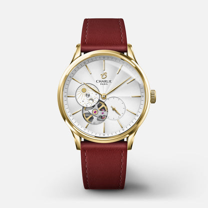 CHARLIE PARIS WATCH: INITIAL 36 OPEN HEART DAY/NIGHT GOLD