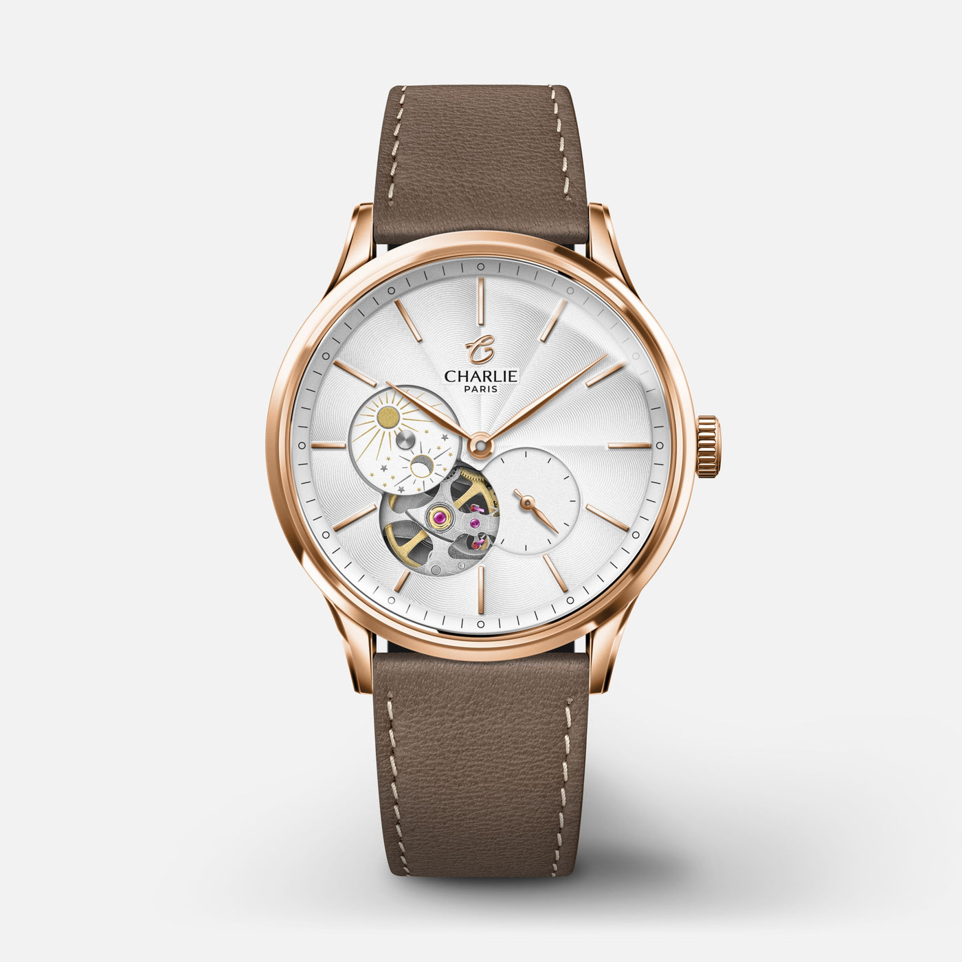 CHARLIE PARIS WATCH: INITIAL 36 OPEN HEART DAY/NIGHT ROSE GOLD
