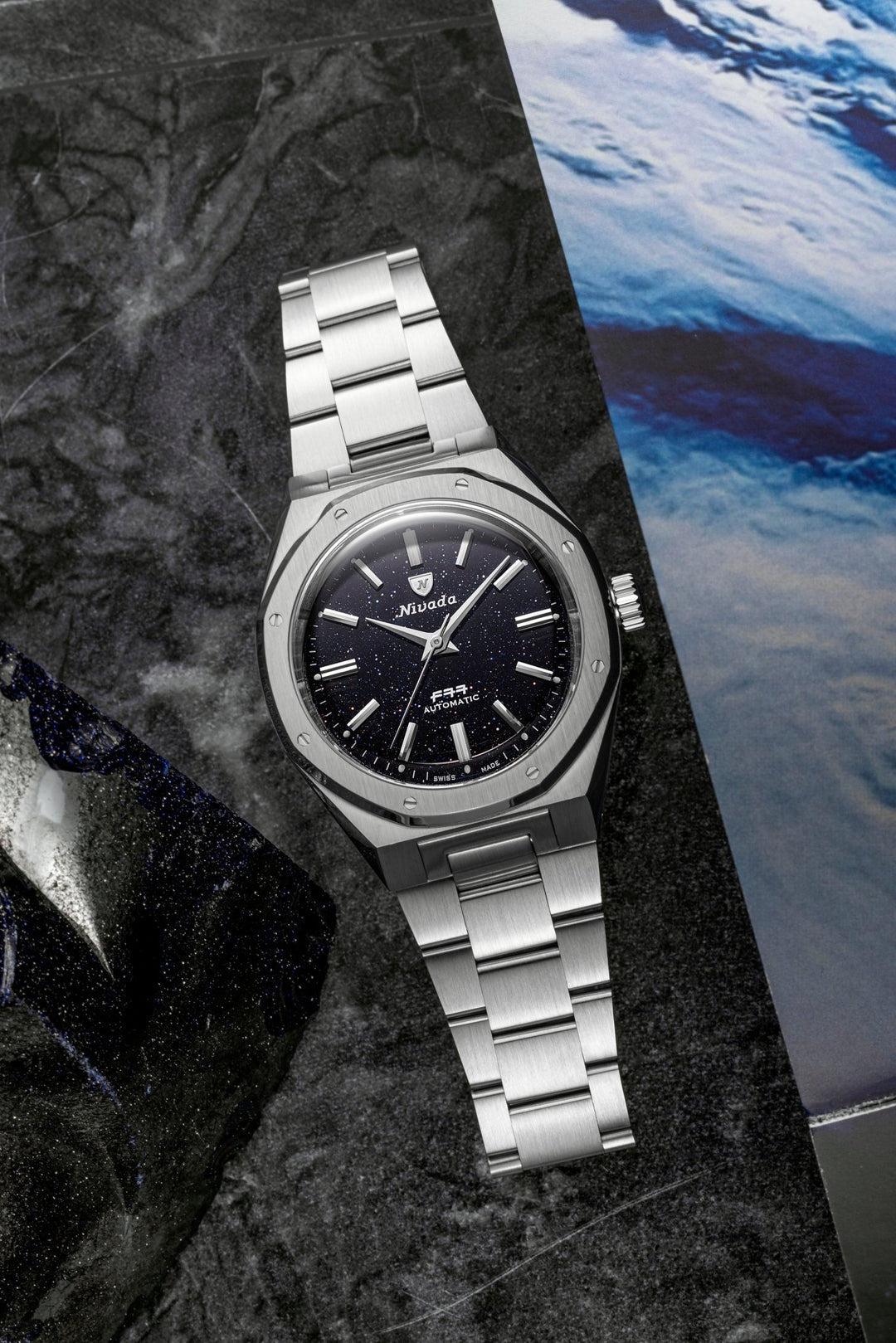 MONTRE NIVADA GRENCHEN F77 AVENTURINE BLEUE MARK 2 38MM