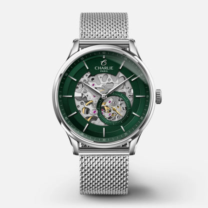 CHARLIE PARIS WATCH: INITIAL GREEN SKELETON